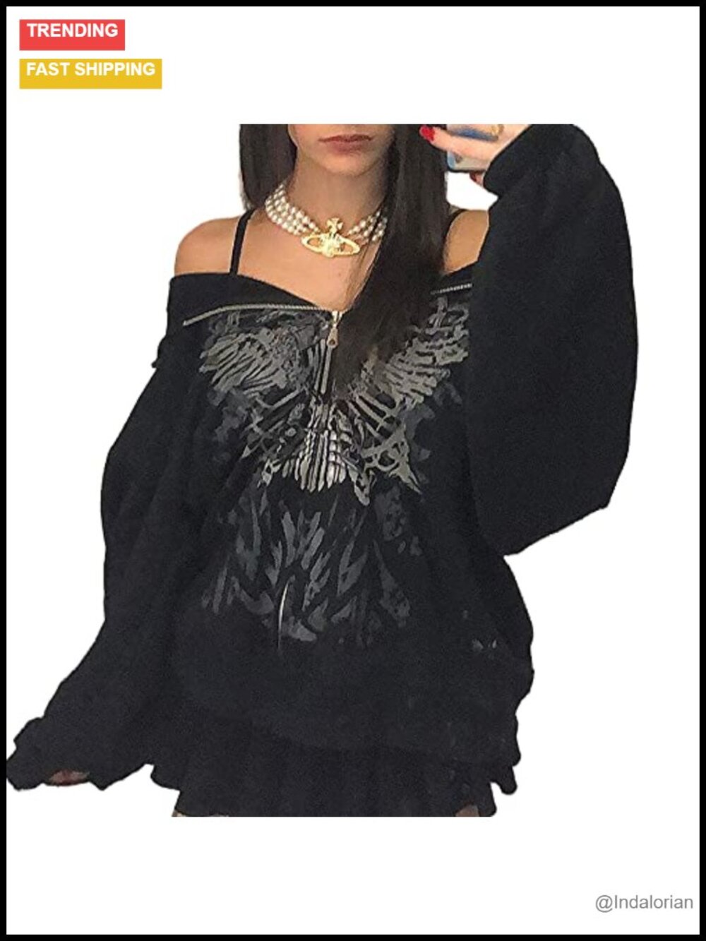 Oversized Zip Up Hoodie Y2K Graphic Sweatshirt Jacket